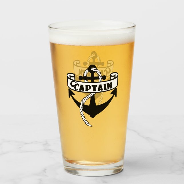 Kaptenen ankrar det nautiska seglingrepet glaskopp (Baksida fylld)