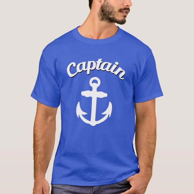 Kaptenen ankrar rolig manar tee shirt (Framsida)