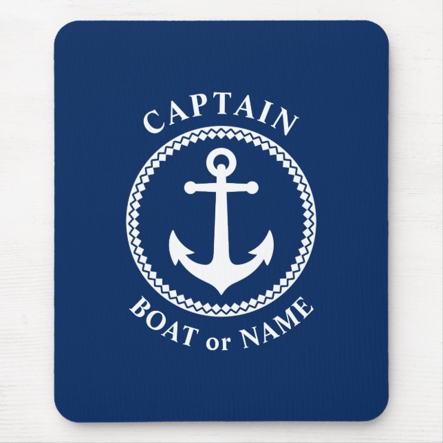 Kaptenen Boat eller Namn-marinblått Musmatta (Framsidan)