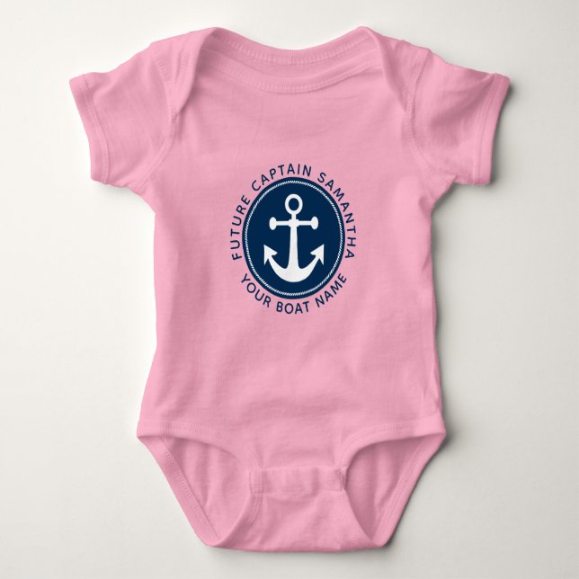Kaptenen Boat Namn i havets flotta, Nautisk ankare T Shirt (Framsida)