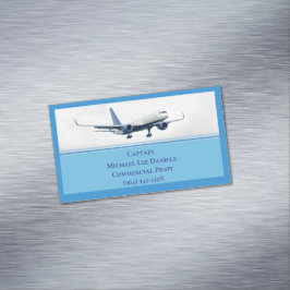 Kaptenen för det blå flygplanet Pilot Flygplan Magnetiska Visitkort