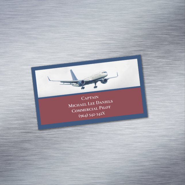 Kaptenen för det röda flygplanet Pilot Flygplan Hi Magnetiska Visitkort (In Situ)