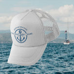 Kaptenen Namn Anchor för havets blå havsområde Keps<br><div class="desc">Kaptenen Namn Anchor och Rope Design är havare av den blå vita Mönster-sjön. Vackert sjöblått cirkulärt rep gräns,  ankare och anpassningsbar. Anpassa med namn,  båt namn eller text. Unik och originell design av Golden Bloom Home.</div>