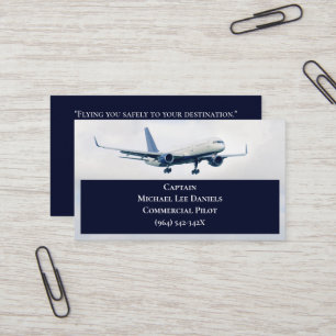 Kaptenen Pilot över det vita kommersiella flygplan Visitkort