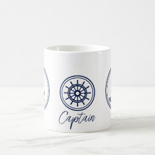 Kaptenens kaffe Mugg, blå ankare och Fraktens hjul Kaffemugg
