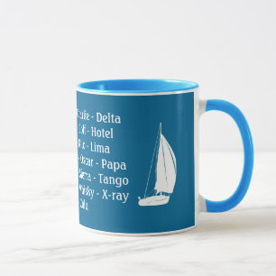 Kaptener Mugg Phonetic Alphabet Frakt Boat Sailing