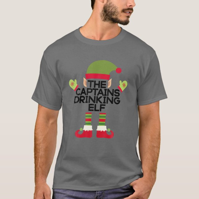Kaptenerna som dricker Elf Funny julrum T Shirt (Framsida)