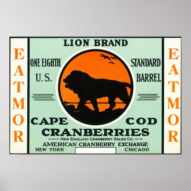 Kaptorns Lejona Eatmor Cranbär Märke Poster (Framsidan)