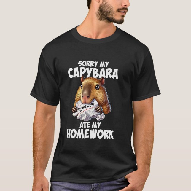 Kapybara åt min läxa, kapybara t shirt (Framsida)