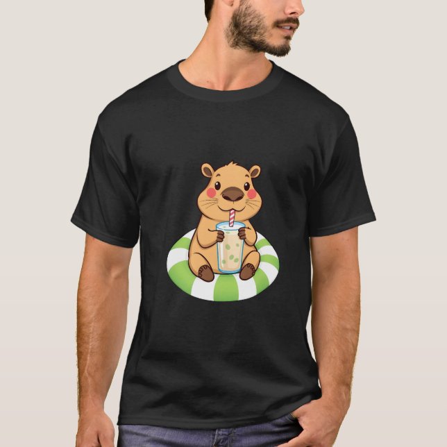 kapybara dricker grönt te i bassäng t shirt (Framsida)