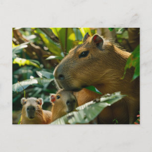 Kapybara-familjen i Tropical Habitat Vykort