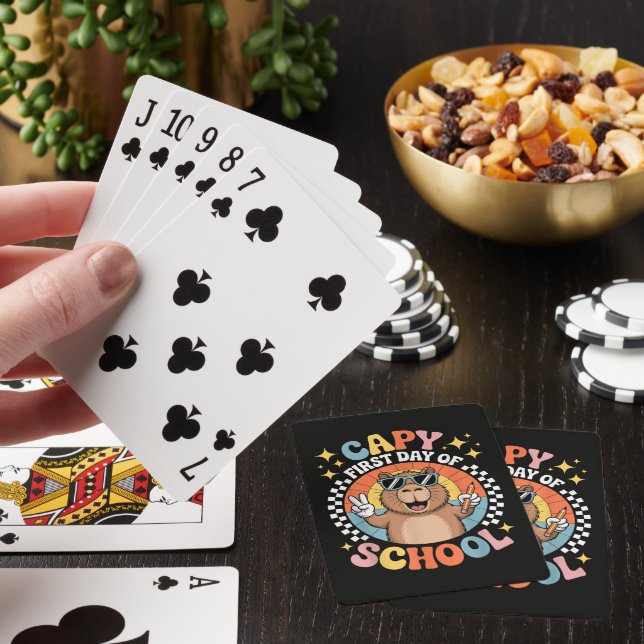 Kapybara Glad Första Dag Tillbaka Till Skolan Casinokort (På plats)