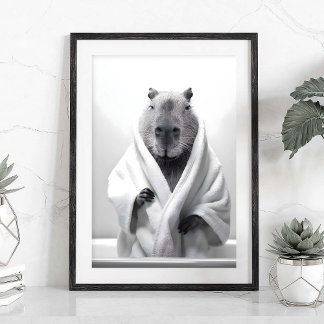 Kapybara i ett badkar poster