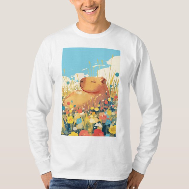 Kapybara i ett drömmarnas fält t shirt (Framsida)