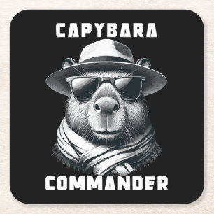 Kapybara Med Solglasögon Capy Kommendör Underlägg Papper Kvadrat