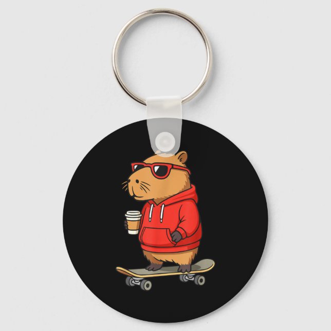 Kapybara Med Solglasögon Skater Kapy  Nyckelring (Framsida)