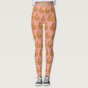 Kapybara och persikor Cute Fruktdjur Leggings