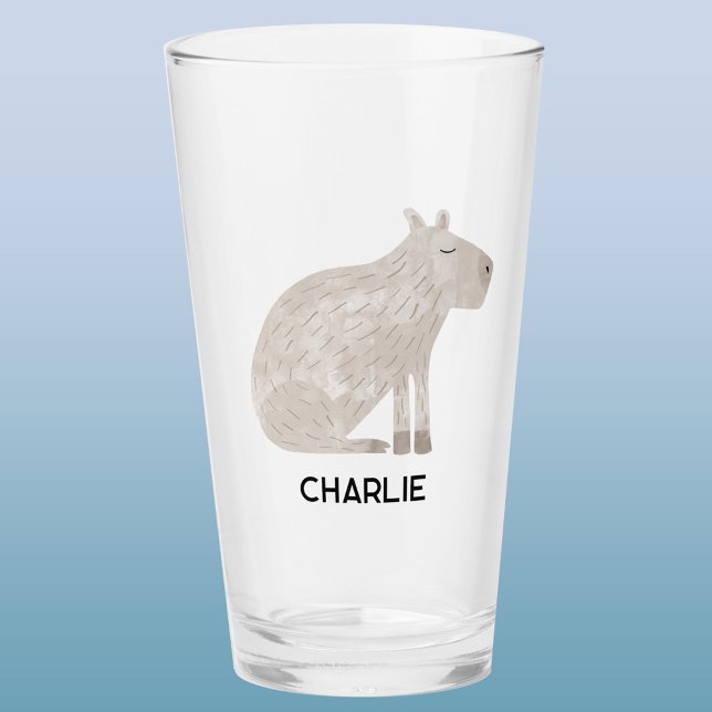 Kapybara Personaliserat namn Glaskopp (Fun Capybara personalized name glass tumbler or beer glass)