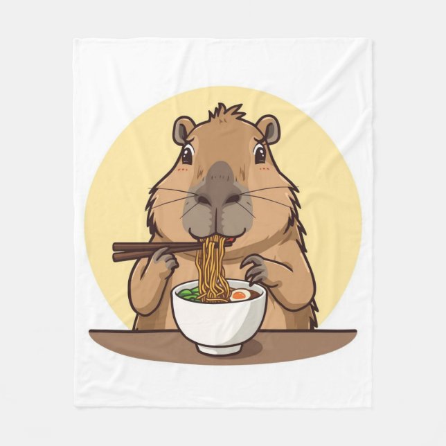 Kapybara som äter ramen  fleecefilt (Framsidan)