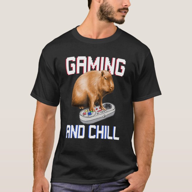 Kapybara som spelar TV-spel Vilda djur Kapybara T Shirt (Framsida)