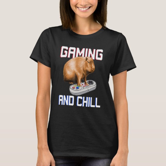 Kapybara som spelar TV-spel Vilda djur Kapybara T Shirt (Framsida)