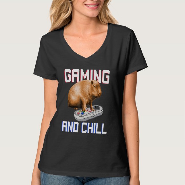 Kapybara som spelar TV-spel Vilda djur Kapybara T Shirt (Framsida)