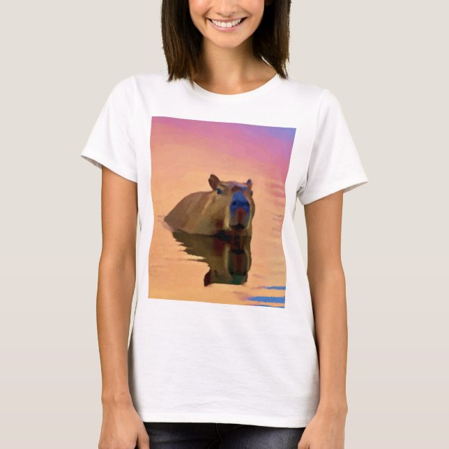 Kapybara som uppstått ur en transil Sjö Art T Shirt (Framsida)