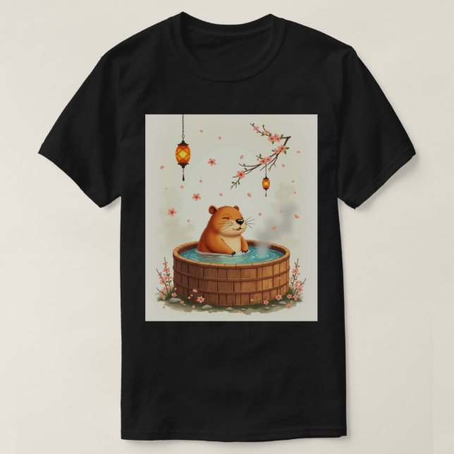 Kapybarans hetbad avslappning Ångande spa-dag deka T Shirt (Design framsida)