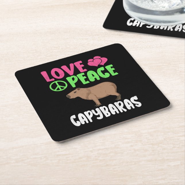 Kapybaras Cute Animals Capybara Älskare Underlägg Papper Kvadrat (Vinklad)