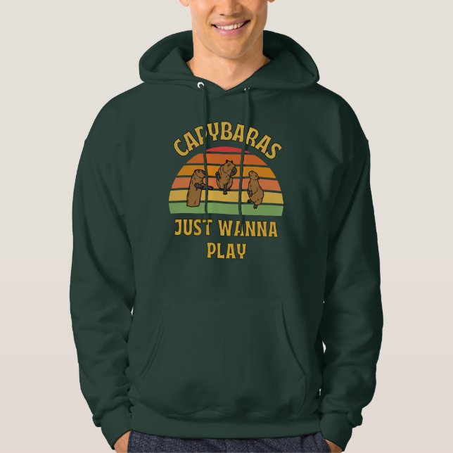 kapybaras vill bara spela slogan hoodie (Framsida)