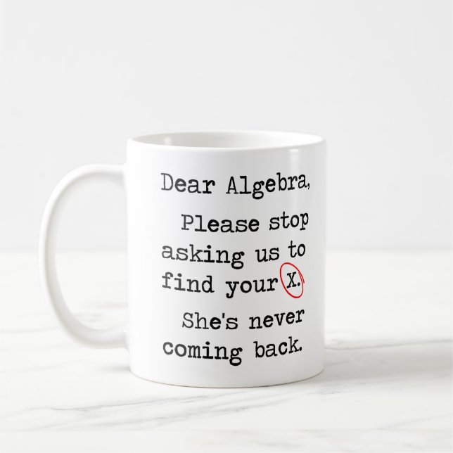 Kär Algebra behar stoppet som frågar oss att finna Kaffemugg (Vänster)