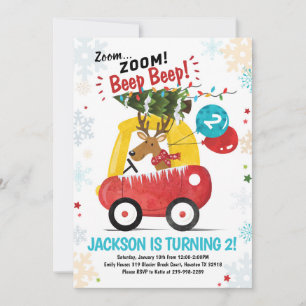 Kar jul Birthday Inbjudan Boys Car Inbjudan