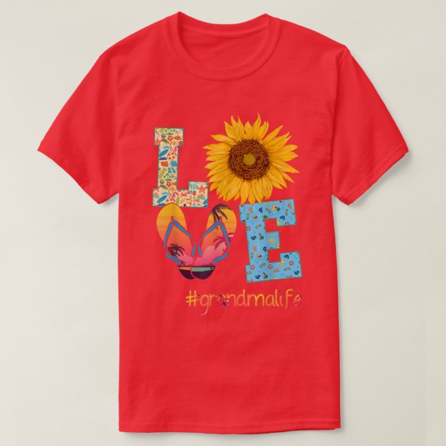 KÄR Lek Farmor Liv Flip Flops Solros Sommar Fjäril T Shirt (Design framsida)