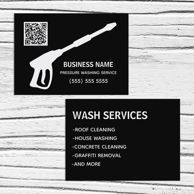 Kar- och huskraft Tvättar QR-kod Visitkort (Pressure Power QR Business Cards)