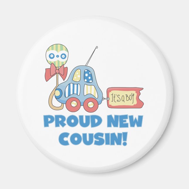 Kar Proud New Cousin Det är en pojke Magnet (Framsidan)