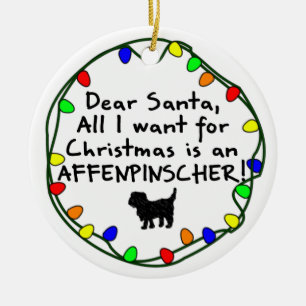 Kär Santa Affenpinscher Julgransprydnad Keramik