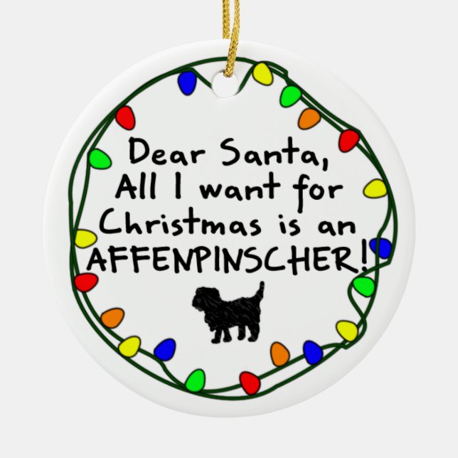 Kär Santa Affenpinscher Julgransprydnad Keramik (Framsidan)