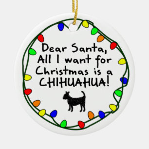 Kär Santa Chihuahua Julgransprydnad Keramik