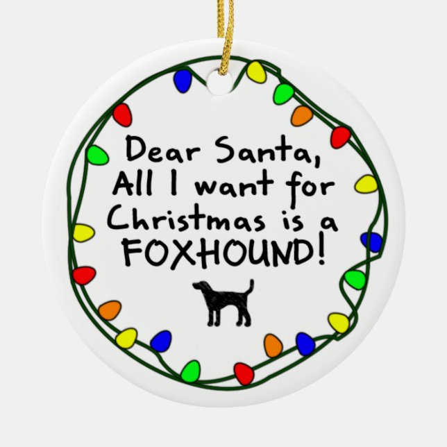 Kär Santa Foxhound Julgransprydnad Keramik (Framsidan)