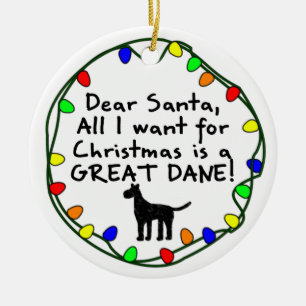 Kär Santa great dane Julgransprydnad Keramik