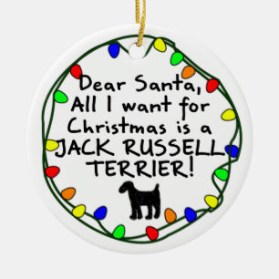 Kär Santa jackRussell Terrier Julgransprydnad Keramik