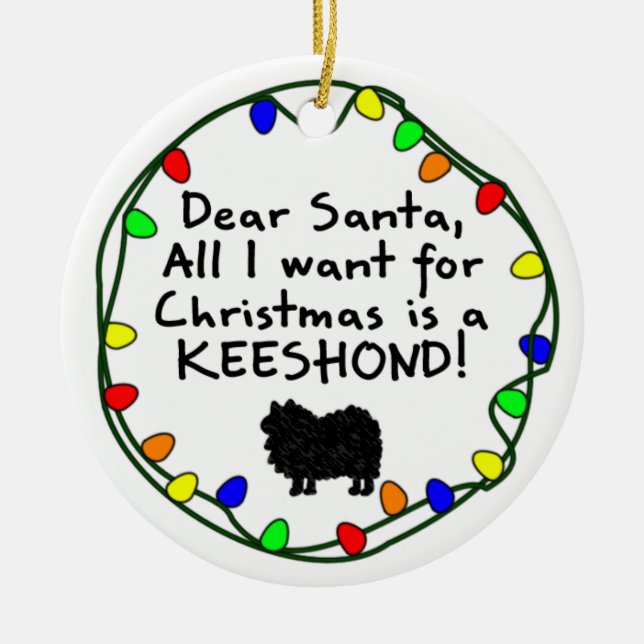 Kär Santa Keeshond Julgransprydnad Keramik (Framsidan)
