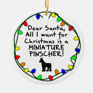 Kär Santa miniatyrPinscher Julgransprydnad Keramik