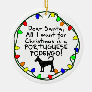 Kär Santa portugis Podengo Julgransprydnad Keramik