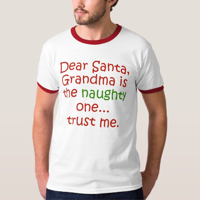 Kär Santa stygg mormor T Shirt (Framsida)