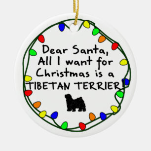 Kär Santa tibetan Terrier Julgransprydnad Keramik