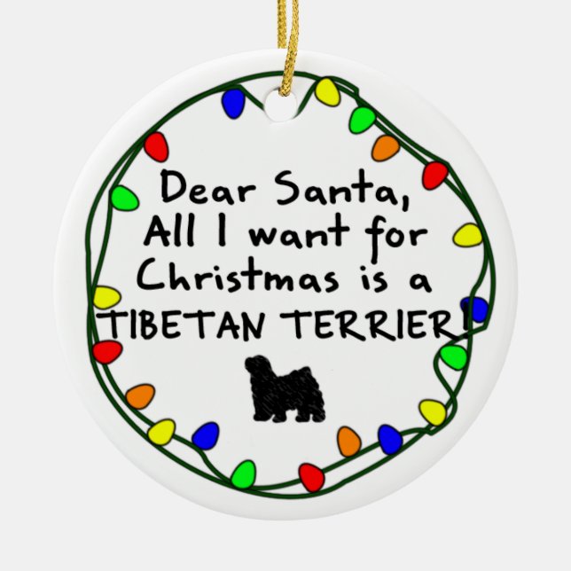 Kär Santa tibetan Terrier Julgransprydnad Keramik (Framsidan)