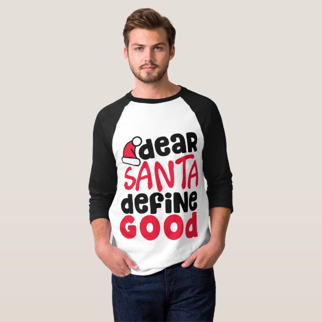 Kär skjorta för Santa rolig julRaglan T Shirt (Hel framsida)
