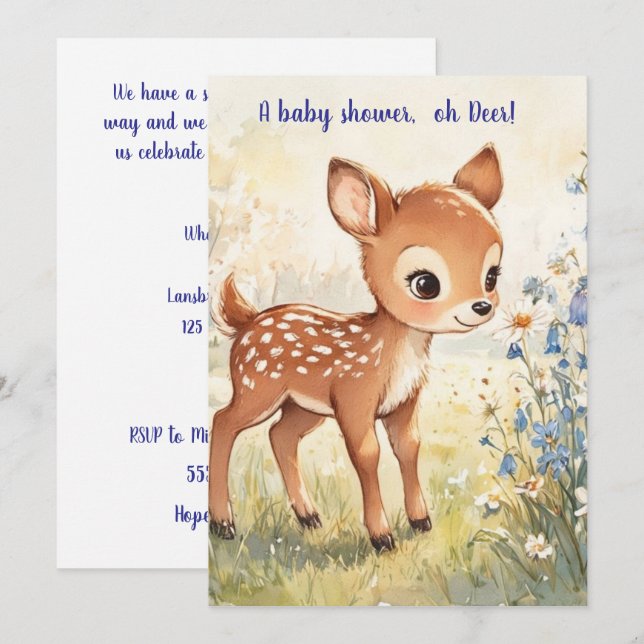 Kära Bebis Babyshower Digital Nedladdningsbar Inbj Inbjudningar (Fram/baksida)