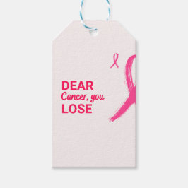 Kära cancer, du förlorar | Rosa presentförpackning Presentetikett